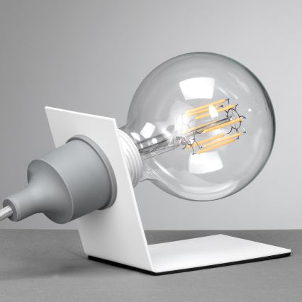 ONLI - Bordlampe WIRE 1xE27/15W/230V 9 cm grå/hvid