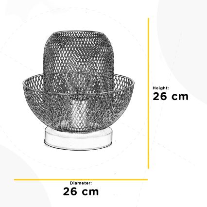 ONLI - Bordlampe ZAIR 1xE27/22W/230V sort/sølvfarvet