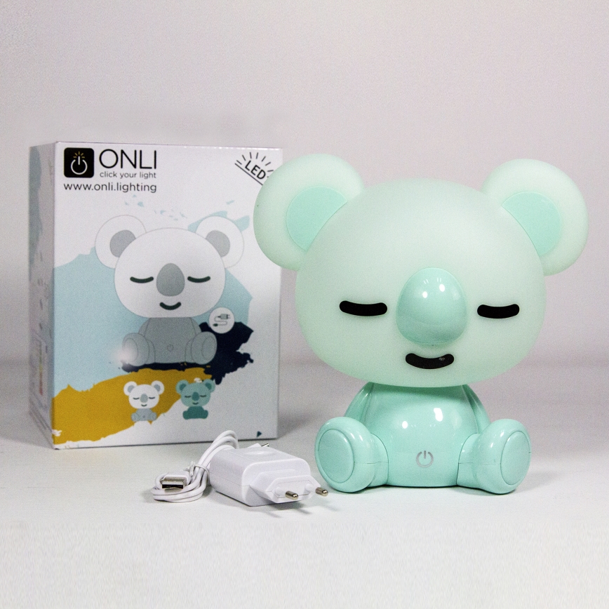 ONLI - LED Dæmpbar natlampe til børn PUPPIES LED/3W/230V 20 cm koala/grøn