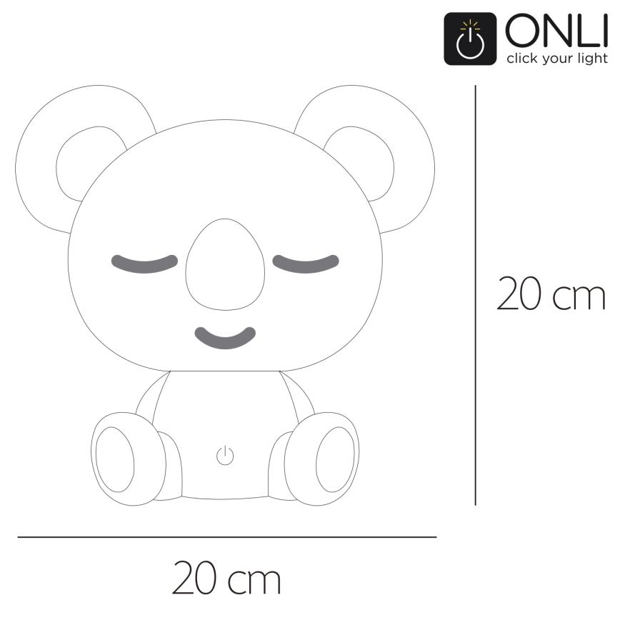 ONLI - LED Dæmpbar natlampe til børn PUPPIES LED/3W/230V 20 cm koala/grøn