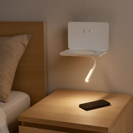 ONLI - fleksibel LED-lampe med hylde WIK LED/6,5W/230V + LED/3W hvid