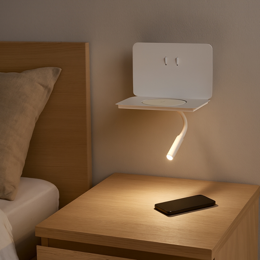 ONLI - fleksibel LED-lampe med hylde WIK LED/6,5W/230V + LED/3W hvid