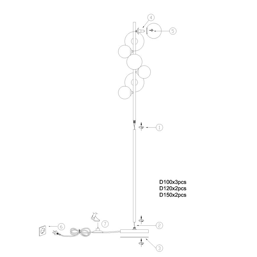 ONLI - Gulvlampe PALOMA 7xG9/10W/230V guldfarvet