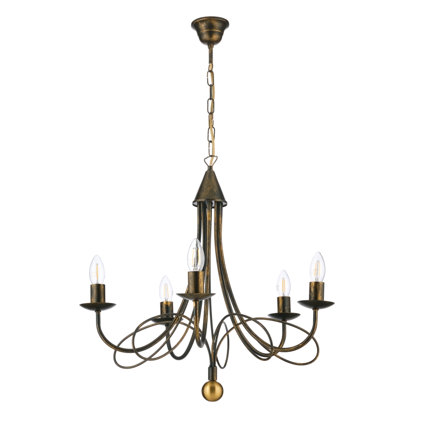 ONLI - Kædeophængt lysekrone MILVIA 5xE14/6W/230V i bronze