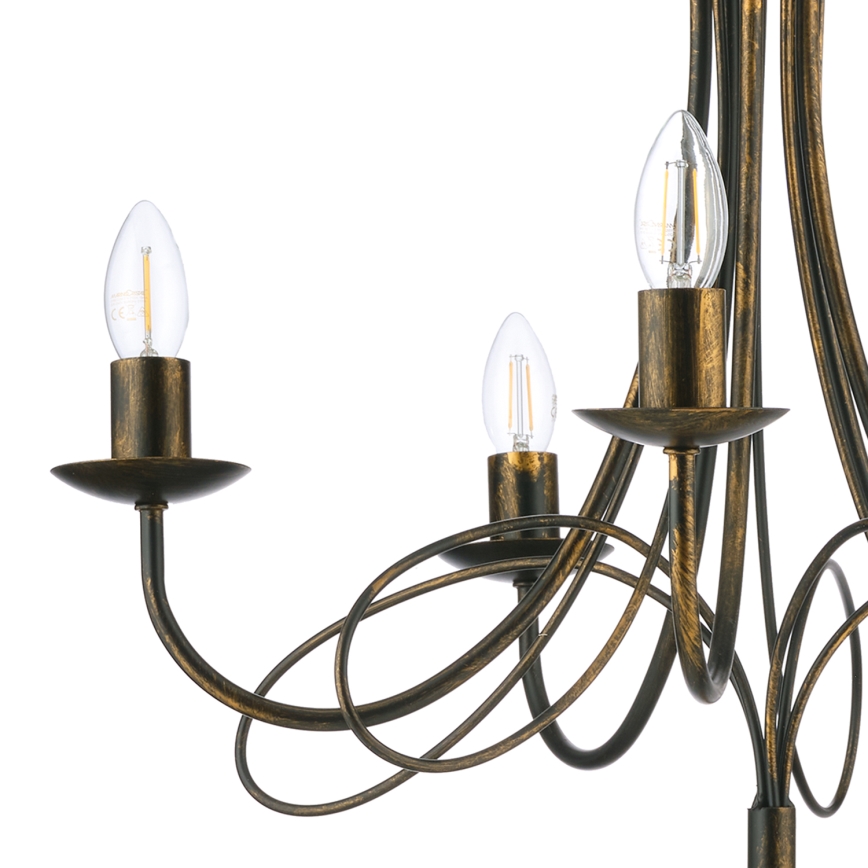 ONLI - Kædeophængt lysekrone MILVIA 5xE14/6W/230V i bronze