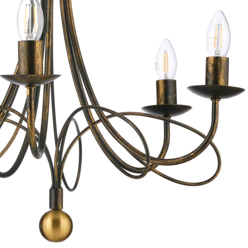 ONLI - Kædeophængt lysekrone MILVIA 5xE14/6W/230V i bronze