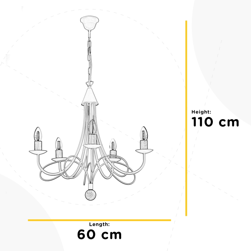 ONLI - Kædeophængt lysekrone MILVIA 5xE14/6W/230V i bronze