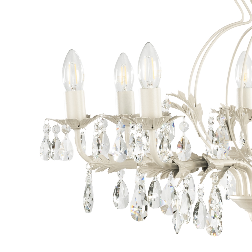 ONLI - Kædeophængt lysekrone TERESA 8xE14/6W/230V creme/patina