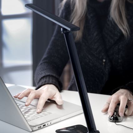ONLI - LED bordlampe dæmpbar med USB-port DESKI LED/7W/230V 4000K sort