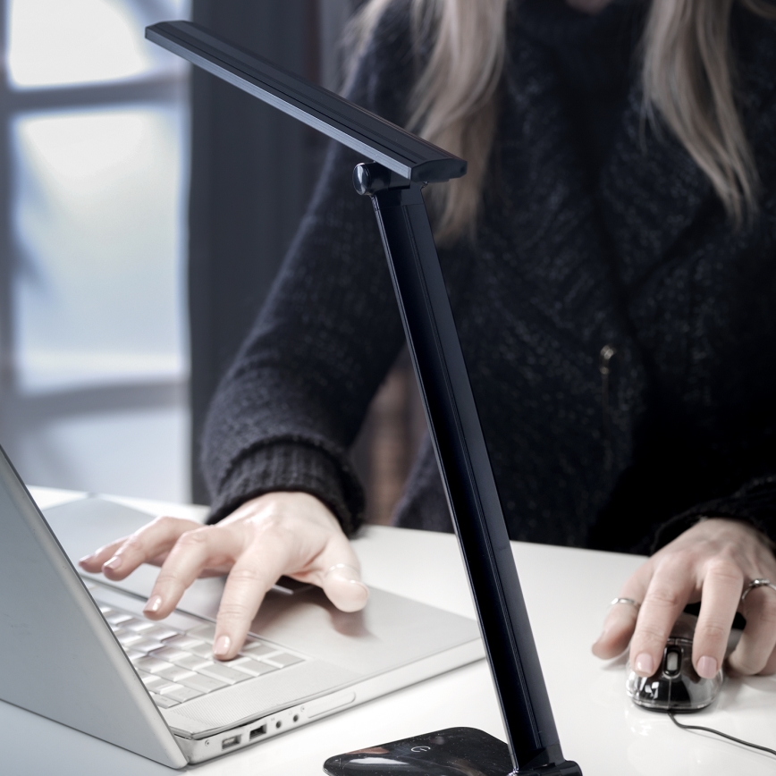 ONLI - LED bordlampe dæmpbar med USB-port DESKI LED/7W/230V 4000K sort