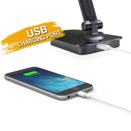 ONLI - LED bordlampe dæmpbar med USB-port DESKI LED/7W/230V 4000K sort