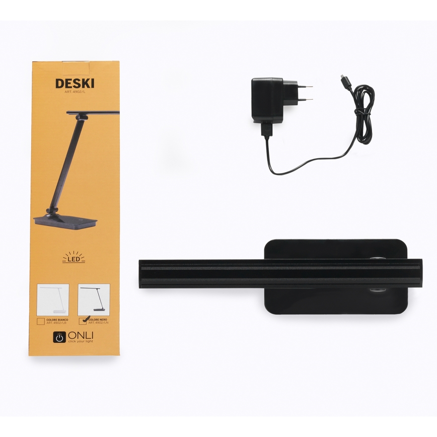 ONLI - LED bordlampe dæmpbar med USB-port DESKI LED/7W/230V 4000K sort