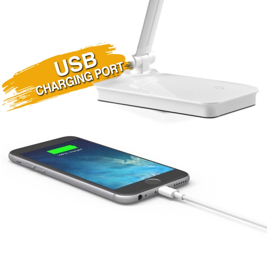 ONLI - LED bordlampe m. touch-funktion og USB dæmpbar portem DESKI LED/7W/230V 4000K hvid