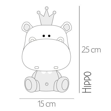 ONLI - LED dæmpbar børneværelseslampe PUPPIES LED/3 W/230 V 25 cm flodhest/grå
