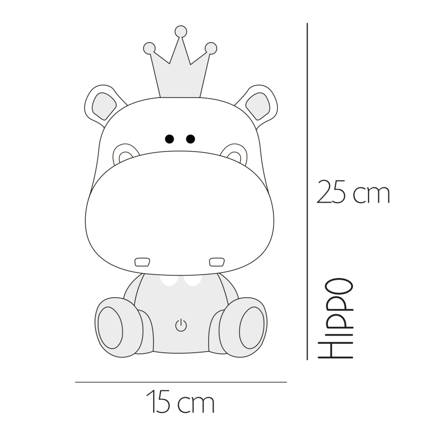 ONLI - LED dæmpbar børneværelseslampe PUPPIES LED/3 W/230 V 25 cm flodhest/grå