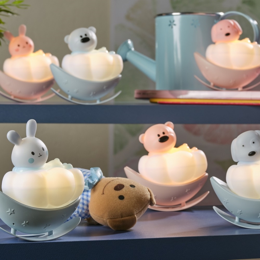 ONLI - LED genopladelig børnenatlampe NUVOLINA LED/2,5W/5V 300 mAh kanin/lyserød