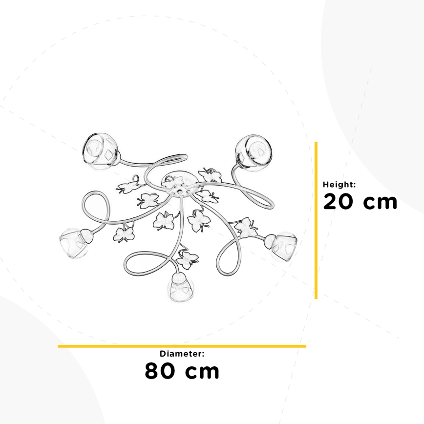 ONLI -  Loftlampe til børn BUTTERFLY 5xE14/6W/230V