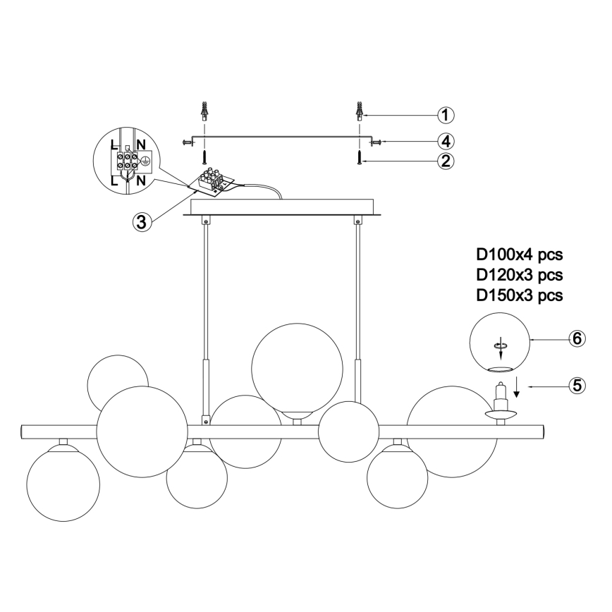 ONLI - Lysekrone på wire PALOMA 10xG9/3W/230V sort/røget