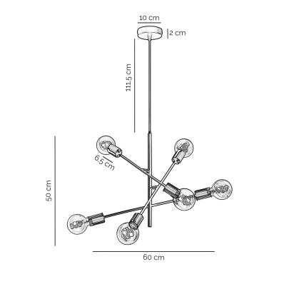 ONLI - Pendel CROSS 6xE27/22W/230V