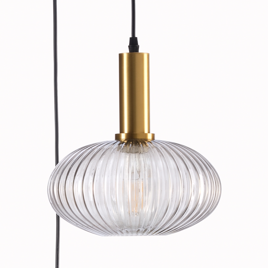 ONLI - Pendel DOROTY 1xE27/22W/230V blå/guldfarvet
