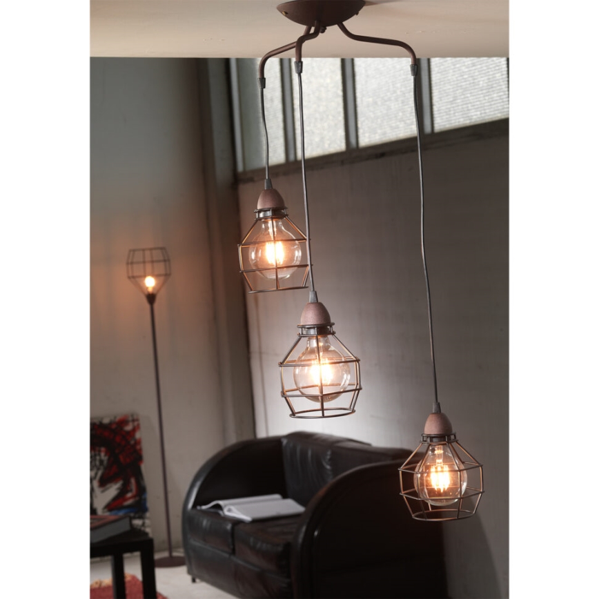 ONLI - Pendel EDDERKOP 3xE27/15W/230V sort/brun