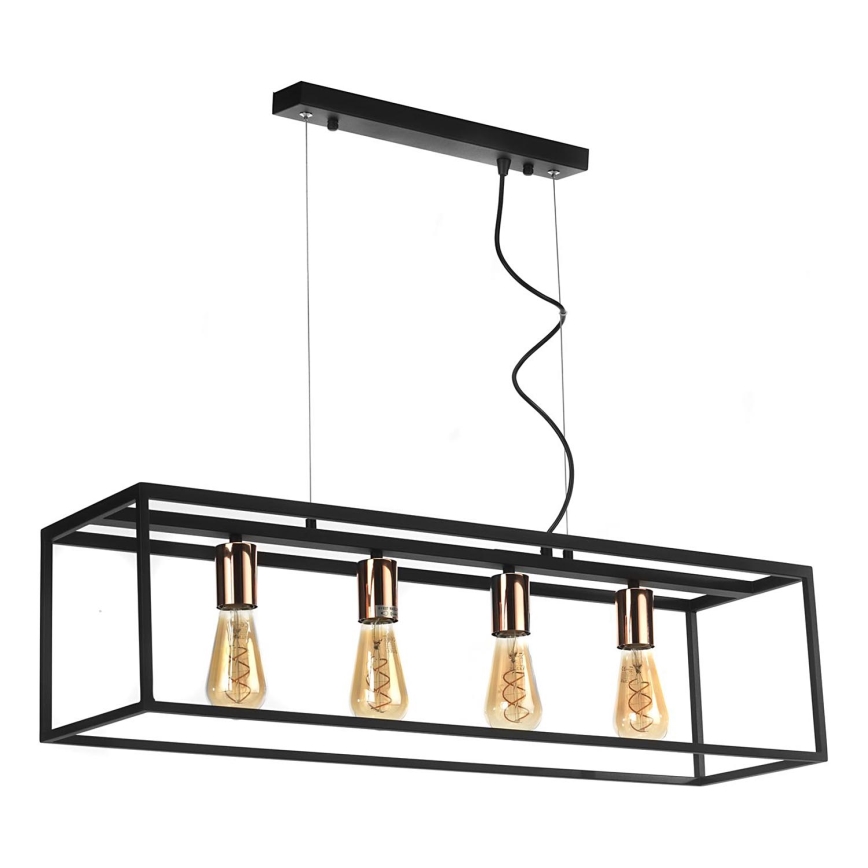 ONLI - Pendel FLOKI 4xE27/15W/230V sort/kobber
