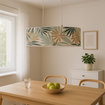 ONLI - Pendel FLORA 2xE27/22W/230V grøn/guldfarvet