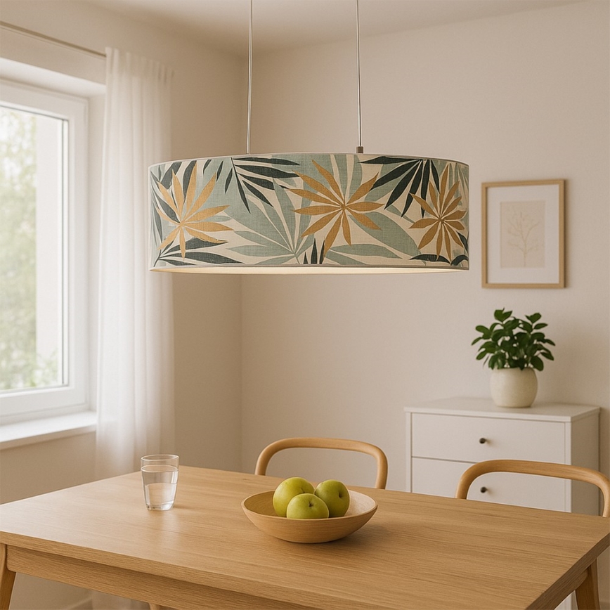 ONLI - Pendel FLORA 2xE27/22W/230V grøn/guldfarvet