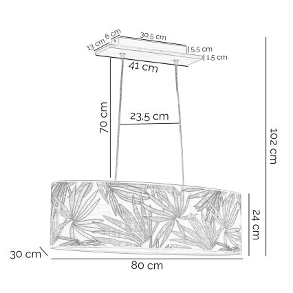 ONLI - Pendel FLORA 2xE27/22W/230V grøn/guldfarvet