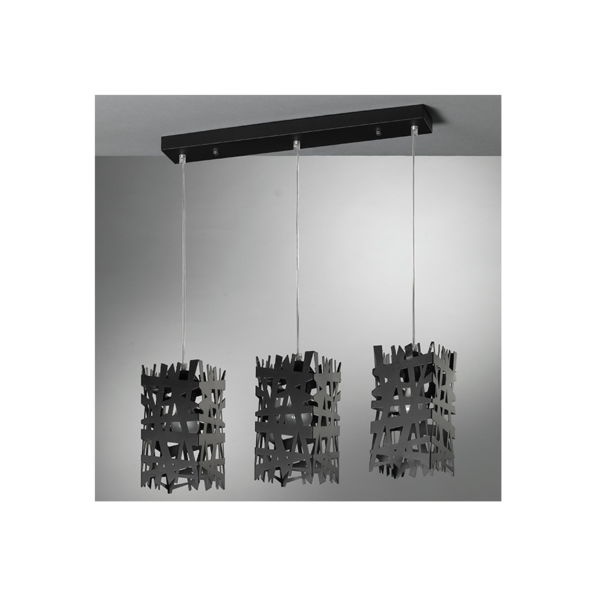 ONLI - Pendel FORESTA 3xE27/15W/230V sort