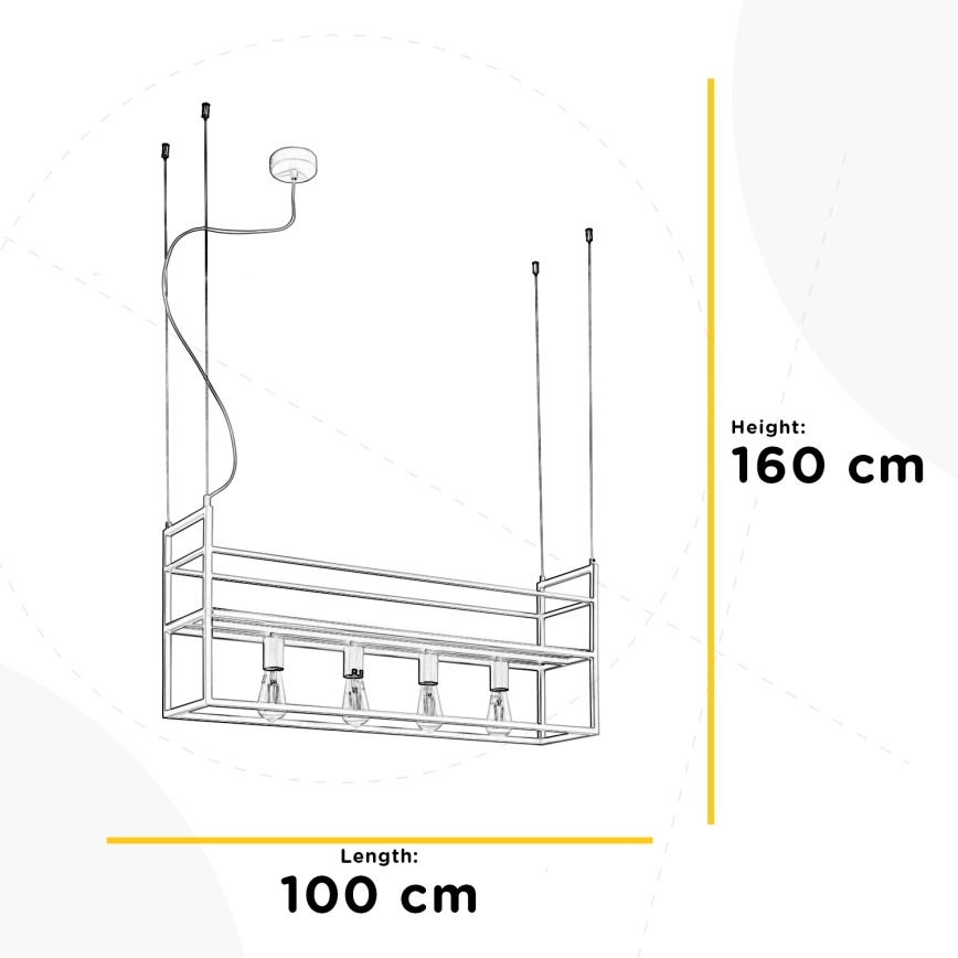 ONLI - Pendel med hylde JEFFER 4xE27/22W/230V hvid