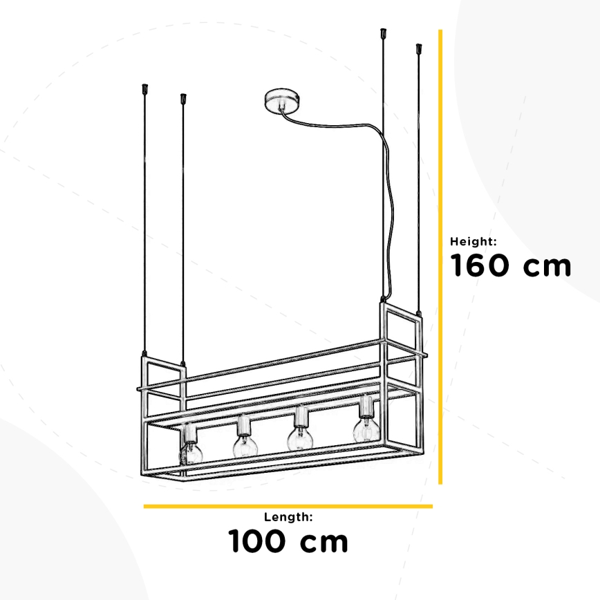 ONLI - Pendel med hylde JEFFER 4xE27/22W/230V sort