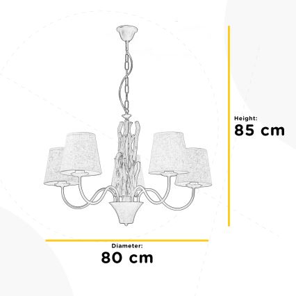 ONLI - Pendel med kædeophæng AGAR 5xE14/6W/320V diameter 80 cm