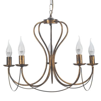 ONLI - Pendel med kædeophæng CANDELA 5xE14/6W/230V bronze