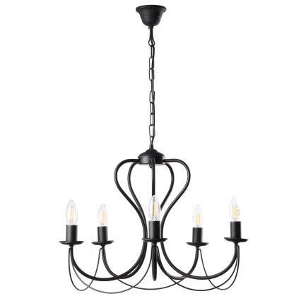 ONLI - Pendel med kædeophæng CANDELA 5xE14/6W/230V sort