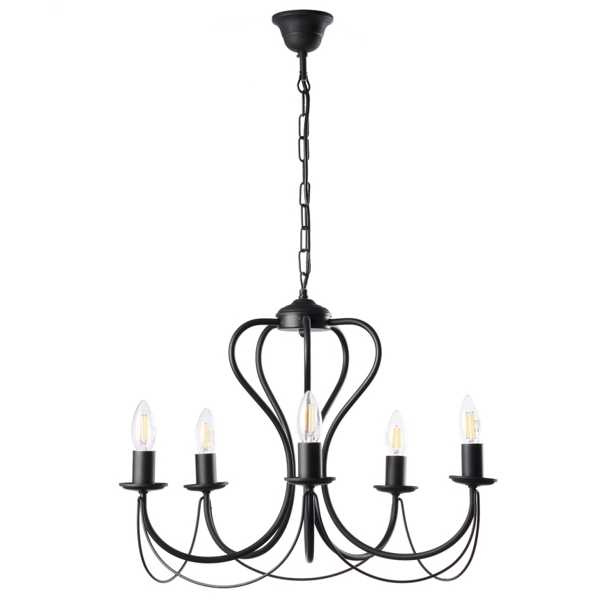 ONLI - Pendel med kædeophæng CANDELA 5xE14/6W/230V sort