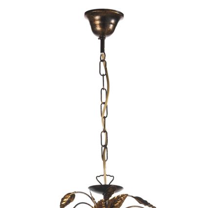 ONLI - Pendel med kædeophæng COLLANA 6xE14/6W/230V bronze/guldfarvet
