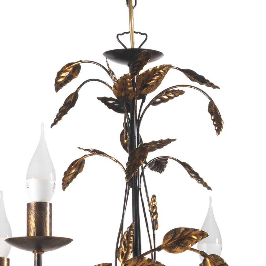 ONLI - Pendel med kædeophæng COLLANA 6xE14/6W/230V bronze/guldfarvet