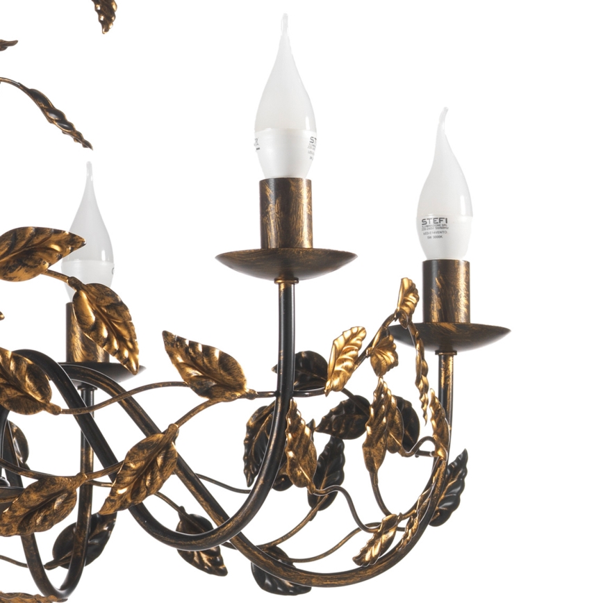 ONLI - Pendel med kædeophæng COLLANA 6xE14/6W/230V bronze/guldfarvet