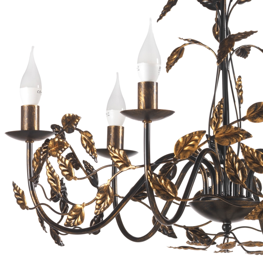 ONLI - Pendel med kædeophæng COLLANA 6xE14/6W/230V bronze/guldfarvet