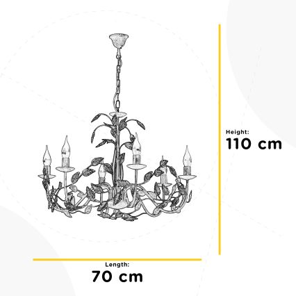 ONLI - Pendel med kædeophæng COLLANA 6xE14/6W/230V bronze/guldfarvet