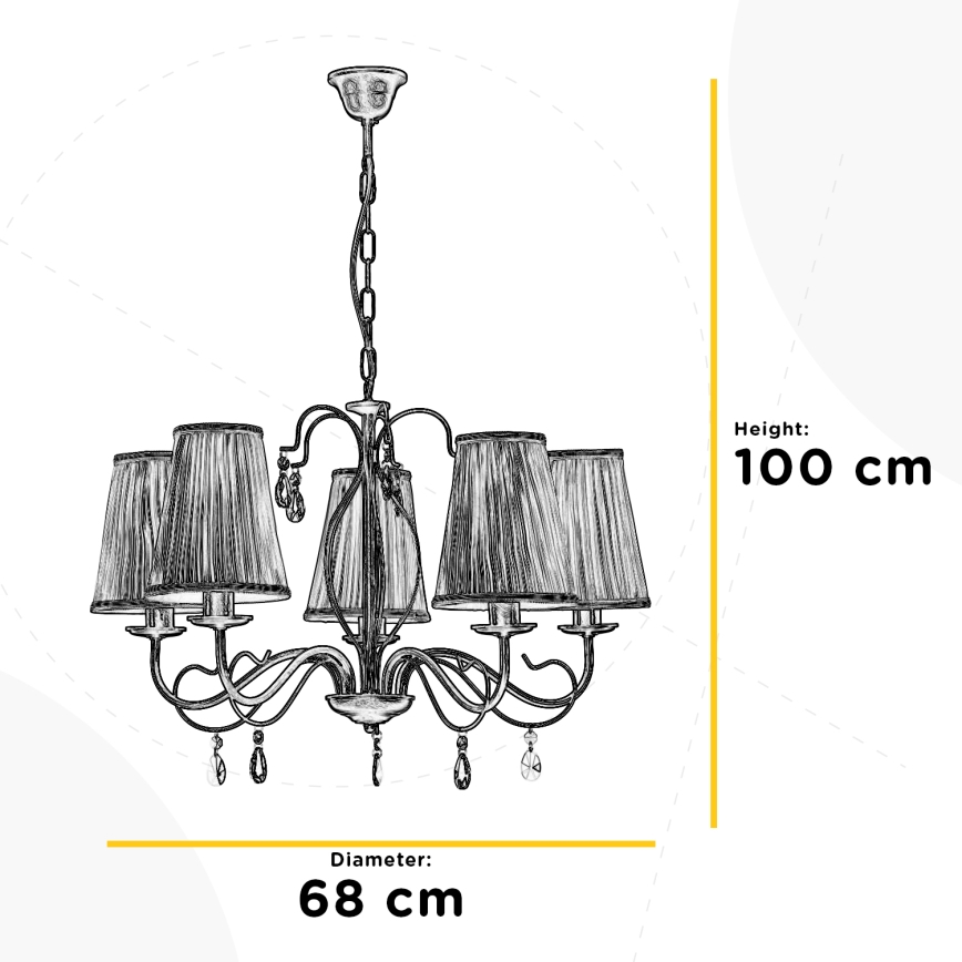 ONLI - Pendel med kædeophæng DELIA 5xE14/6W/230V