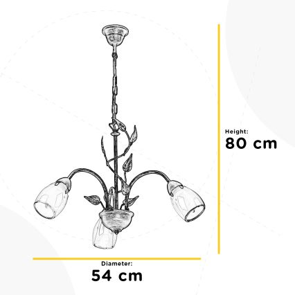 ONLI - Pendel med kædeophæng LILIANA 3xE14/6W/230V