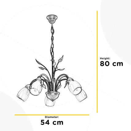 ONLI - Pendel med kædeophæng LILIANA 5xE14/6W/230V