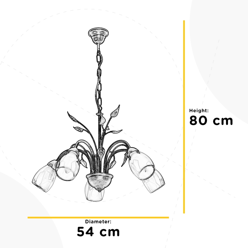 ONLI - Pendel med kædeophæng LILIANA 5xE14/6W/230V