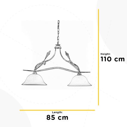 ONLI - Pendel med kædeophæng LUCREZIA 2xE27/22W/230V cremefarvet