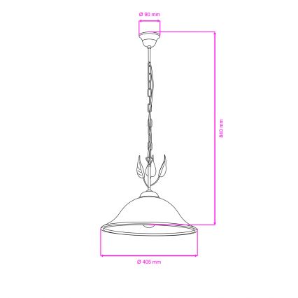 ONLI - Pendel med kædeophæng MIRA 1xE27/22W/230V diameter 40 cm