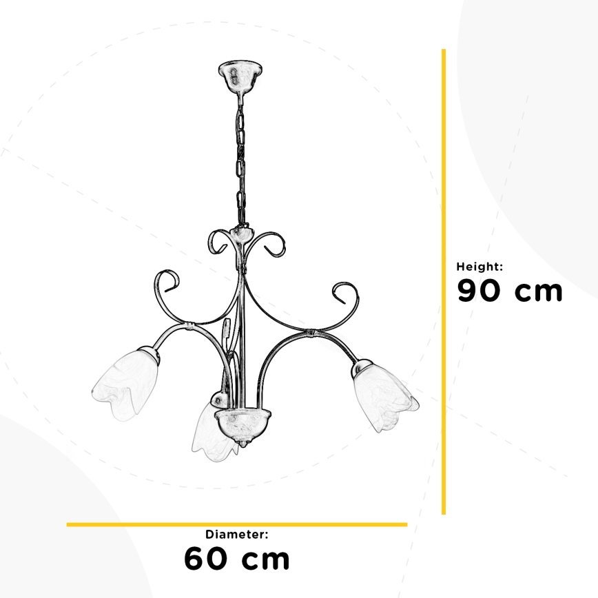 ONLI - Pendel med kædeophæng ODINO 3xE14/6W/230V