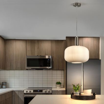 ONLI - Pendel på kabel DOROTY 1xE27/15W/230V hvid/blank krom