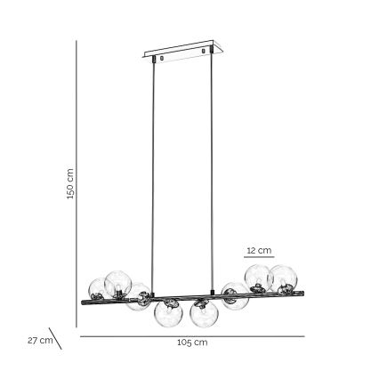 ONLI - Pendel på wire KIMBERLY 8xG9/6W/230V poleret krom